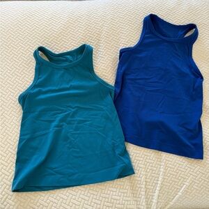 Set of Two Sleeveless Racerback Tanks in Teal and Royal Blue from LULULEMON